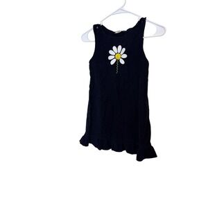 Luigi Kids Dress Girls 5 Navy Corduroy Daisy Applique Sleeveless Ruffle
